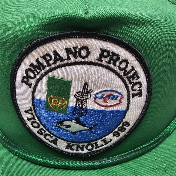 Vintage BP British Petroleum Gas Oil Rope Trucker Hat Snapback Dad Cap Drilling - Picture 2 of 7